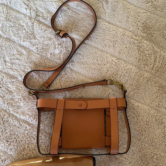 Tory Burch Alastair Pebbled Leather Shoulder Crossbody Bag Tan Convertible Bag - Picture 15 of 16